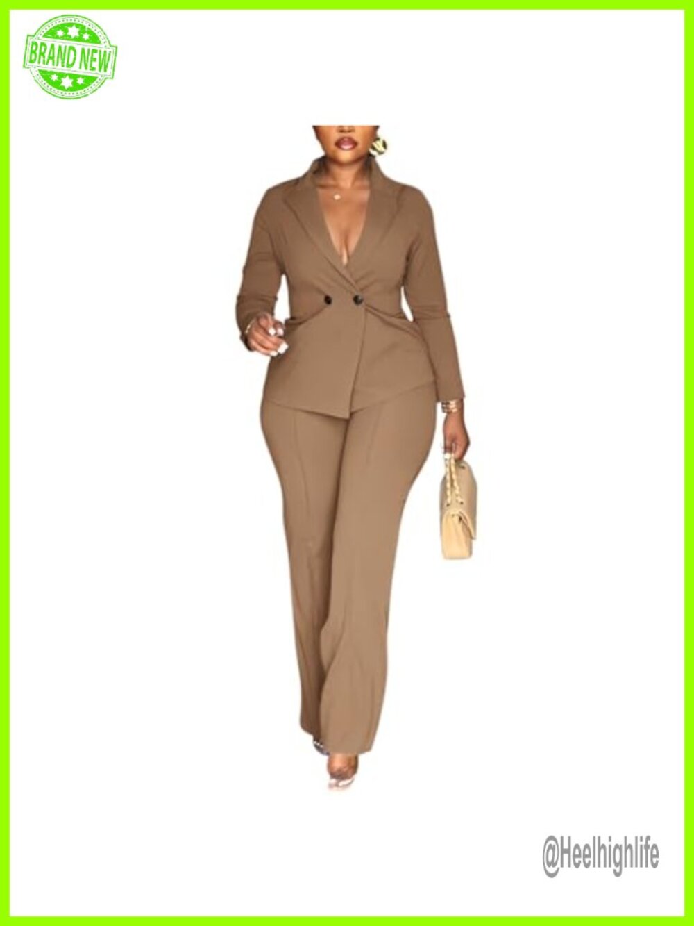 Women Double Breasted Blazer Pants Suit 2 Piece Business Outfit